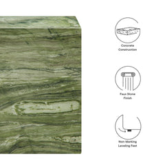 Jordana Green Marble Square Plinth Indoor - Outdoor Patio Concrete Side Table - Ornate Home
