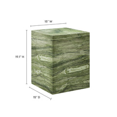 Jordana Green Marble Square Plinth Indoor - Outdoor Patio Concrete Side Table - Ornate Home
