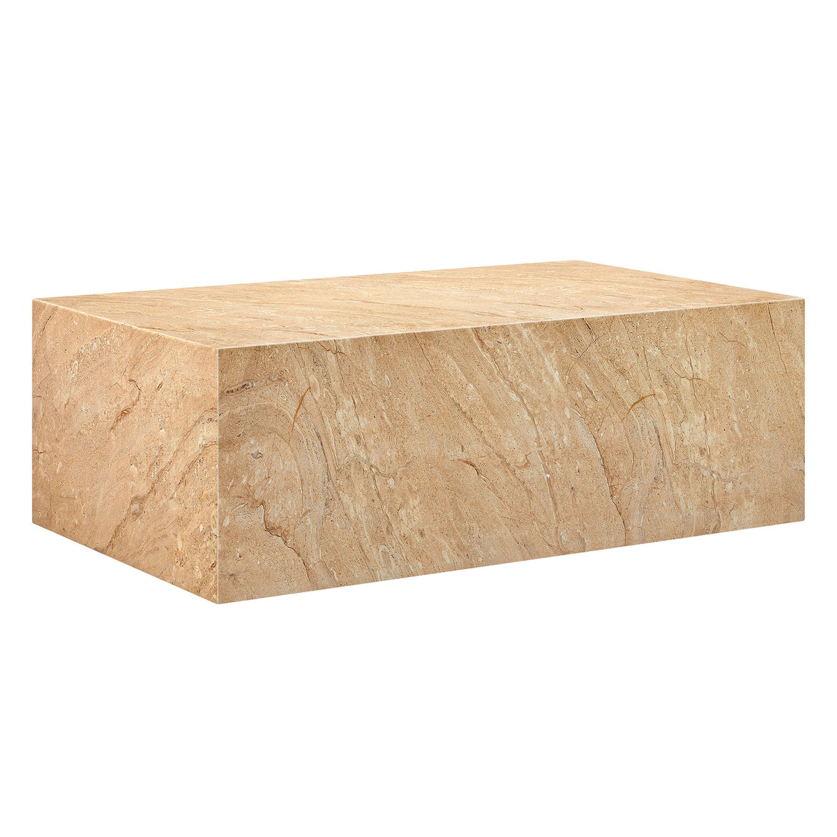 Jordana Travertine Square Plinth Indoor - Outdoor Patio Concrete Coffee Table - Ornate Home