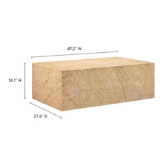 Jordana Travertine Square Plinth Indoor - Outdoor Patio Concrete Coffee Table - Ornate Home