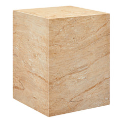 Jordana Travertine Square Plinth Indoor - Outdoor Patio Concrete Side Table - Ornate Home