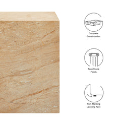 Jordana Travertine Square Plinth Indoor - Outdoor Patio Concrete Side Table - Ornate Home