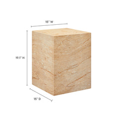 Jordana Travertine Square Plinth Indoor - Outdoor Patio Concrete Side Table - Ornate Home