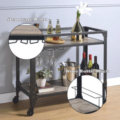 Jorgensen Rustic Oak & Charcoal Serving Cart - Ornate Home