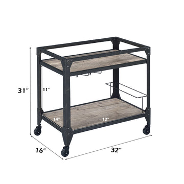 Jorgensen Rustic Oak & Charcoal Serving Cart - Ornate Home