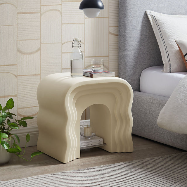 Jorin Ivory Squiggle Side Table - Ornate Home