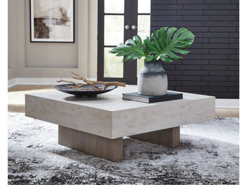 Jorlaina Light Grayish Brown Square Cocktail Table - Ornate Home