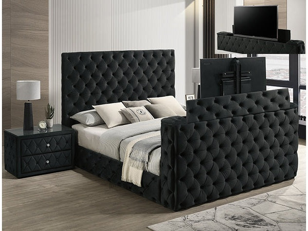 Josephine Black King Bed w/ TV Lift - Ornate Home