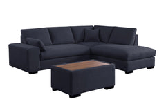 Joshua Dark Gray 100"W Woven Fabric Sectional Sofa with Right-Facing Chaise & Ottoman - Ornate Home