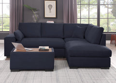 Joshua Dark Gray 100"W Woven Fabric Sectional Sofa with Right-Facing Chaise & Ottoman - Ornate Home