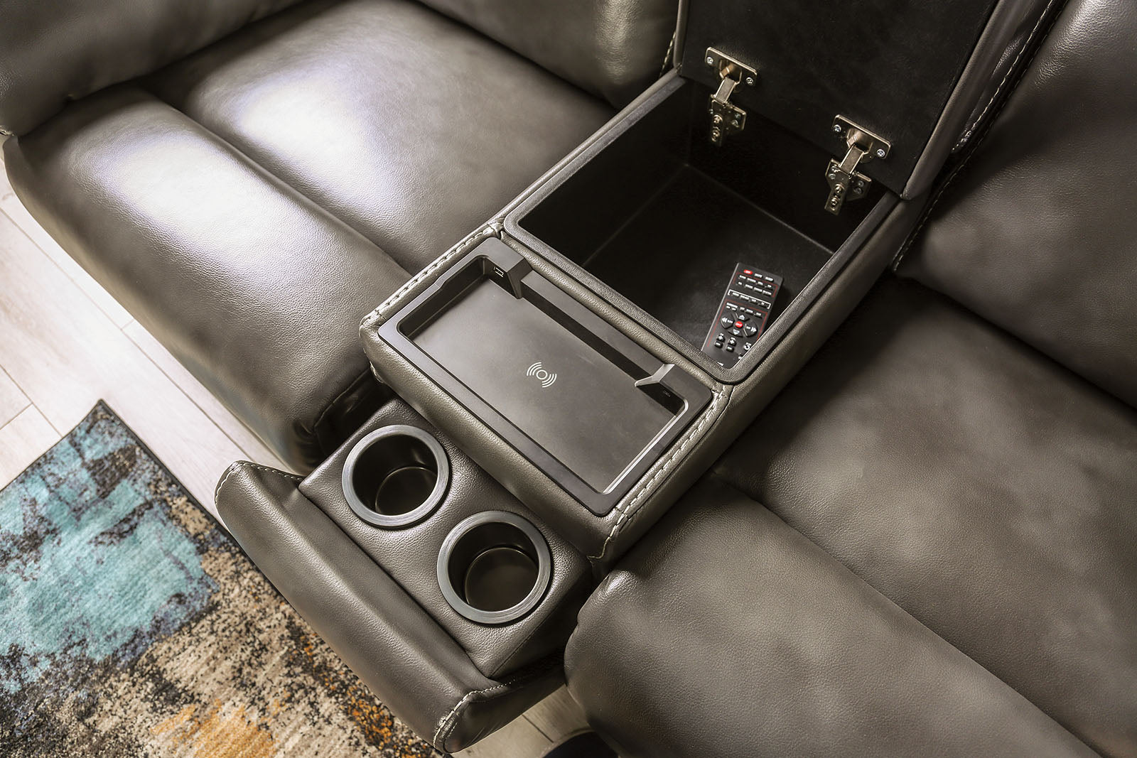 Josias Dark Gray Leatherette Loveseat - Ornate Home