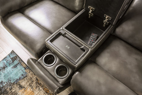 Josias Dark Gray Leatherette Loveseat - Ornate Home