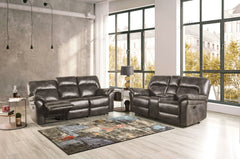 Josias Dark Gray Leatherette Loveseat - Ornate Home