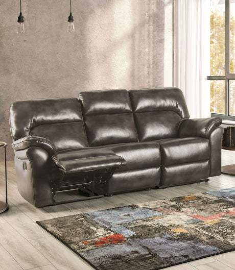Josias Dark Gray Leatherette Sofa & Loveseat - Ornate Home
