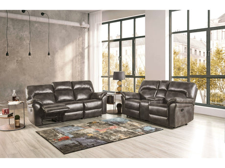 Josias Dark Gray Leatherette Sofa & Loveseat - Ornate Home