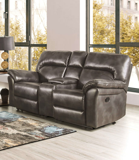 Josias Dark Gray Leatherette Sofa & Loveseat - Ornate Home