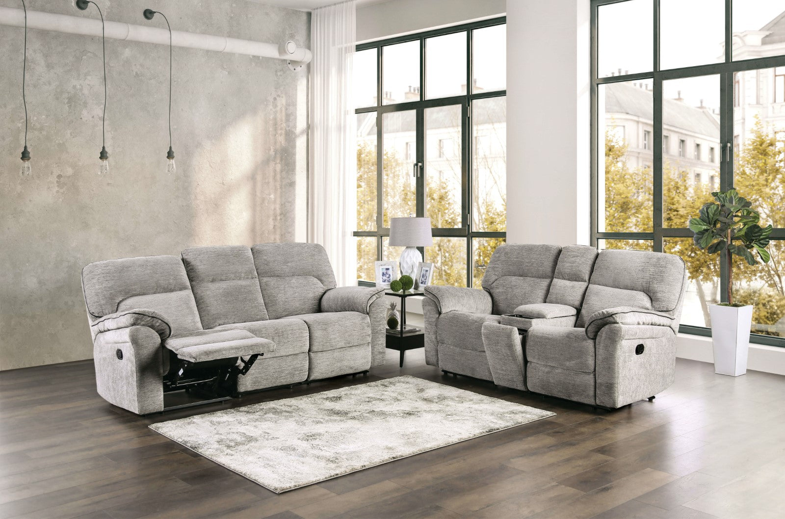 Josias Light Gray Fabric Loveseat - Ornate Home