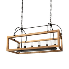 Josie Natural Wood Chassis Six Light Chandelier - Ornate Home