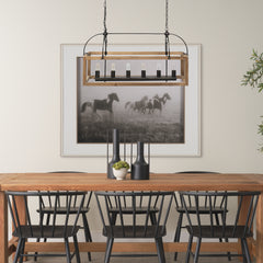Josie Natural Wood Chassis Six Light Chandelier - Ornate Home