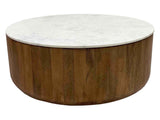 Josie Pottery Brown/Marble Round Coffee Table - Ornate Home