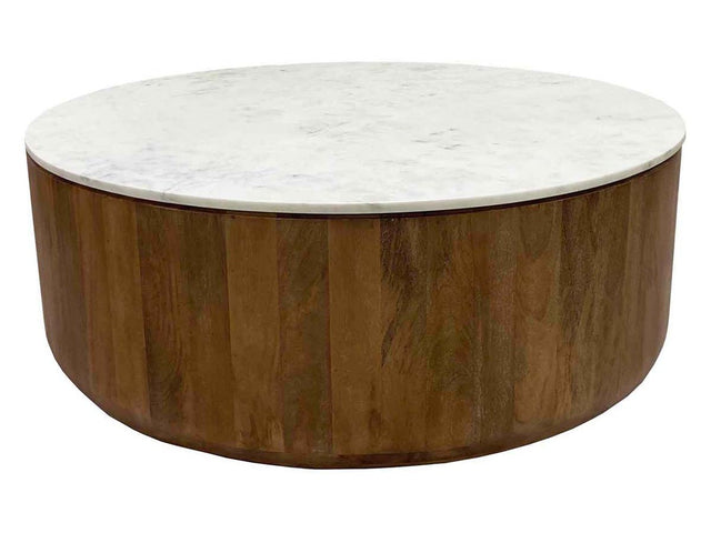 Josie Pottery Brown/Marble Round Coffee Table - Ornate Home