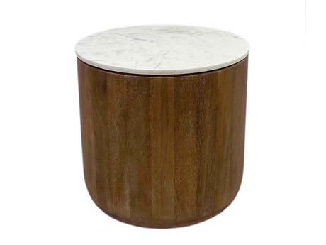 Josie Pottery Brown/Marble Round End Table - Ornate Home