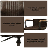 Joslin Distress Chocolate Top Grain Leather Office Chair - Ornate Home