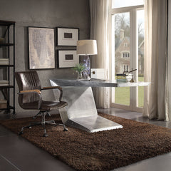 Joslin Distress Chocolate Top Grain Leather Office Chair - Ornate Home