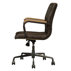 Joslin Distress Chocolate Top Grain Leather Office Chair - Ornate Home