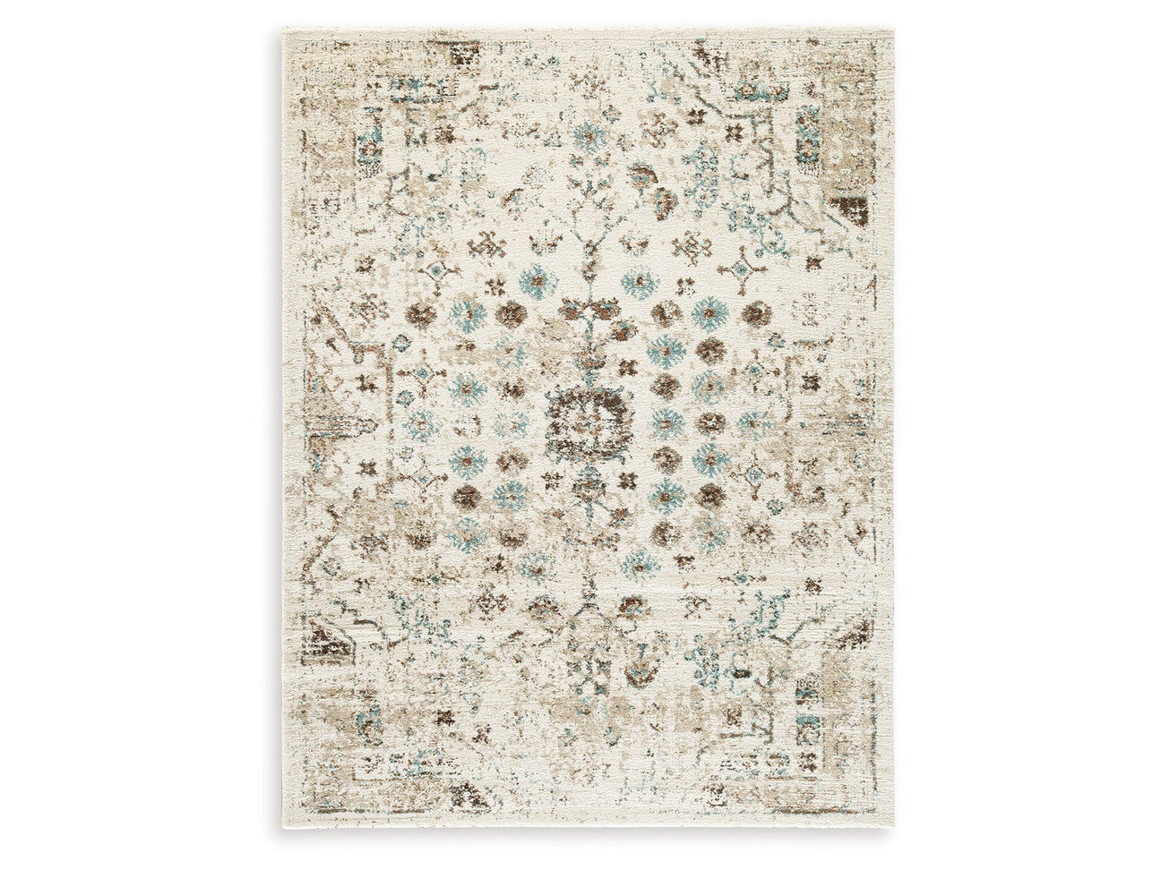 Jossler Ivory/Brown/Teal 5' x 7' Rug (Online Special Price) - Ornate Home