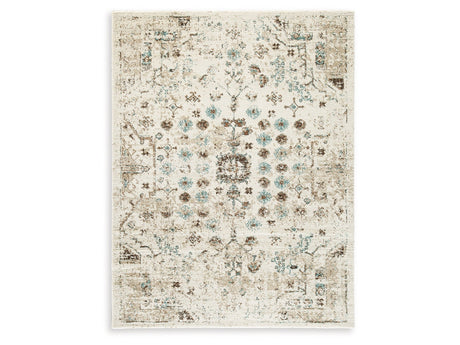 Jossler Ivory/Brown/Teal 5' x 7' Rug (Online Special Price) - Ornate Home