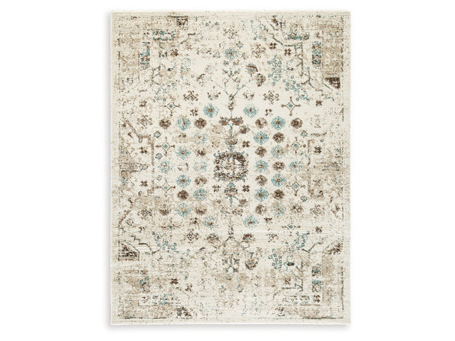 Jossler Ivory/Brown/Teal 5' x 7' Rug (Online Special Price) - Ornate Home