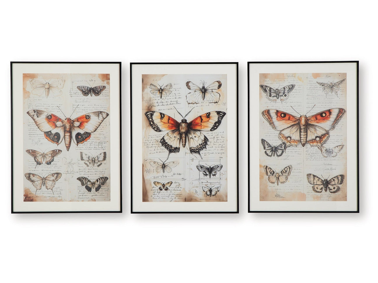 Jossletts Orange/Black/Ivory Wall Art Set (Set of 3) (Online Special Price) - Ornate Home