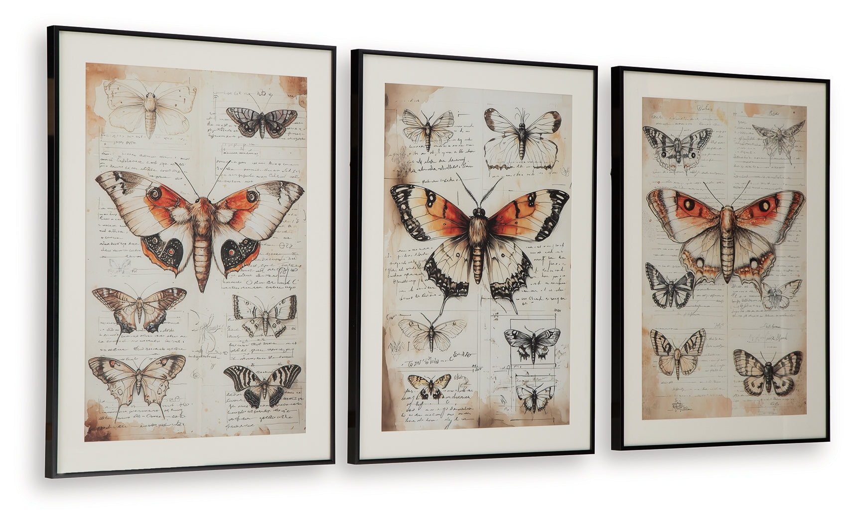 Jossletts Orange/Black/Ivory Wall Art Set (Set of 3) (Online Special Price) - Ornate Home