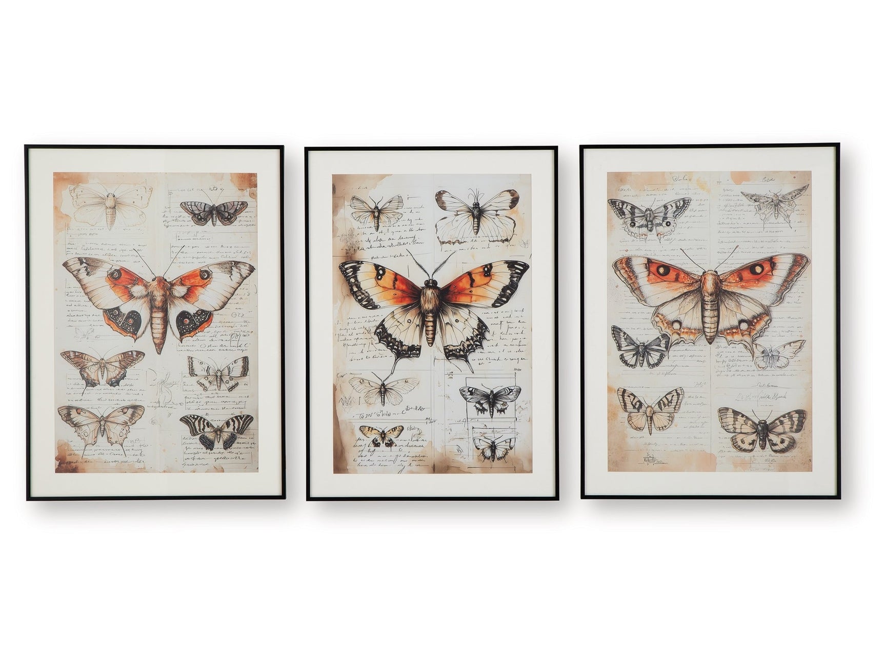 Jossletts Orange/Black/Ivory Wall Art Set (Set of 3) - Ornate Home