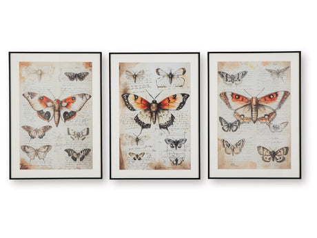 Jossletts Orange/Black/Ivory Wall Art Set (Set of 3) - Ornate Home