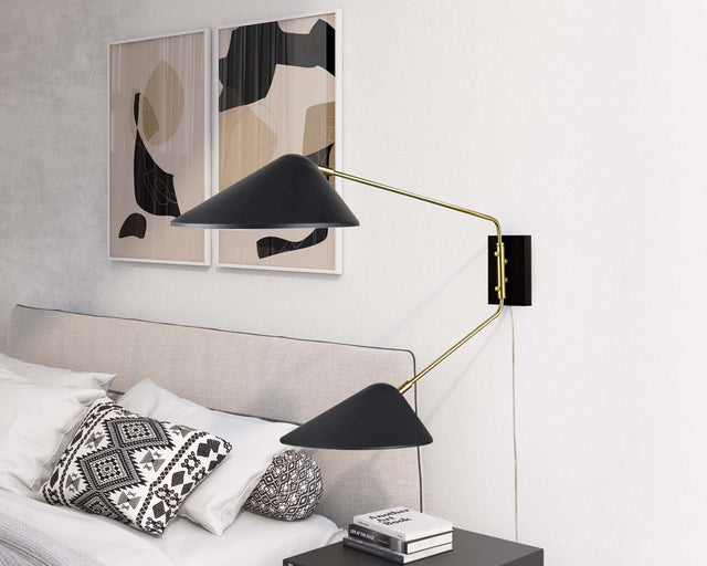 Journey Black 2-Light Swing Arm Wall Sconce - Ornate Home