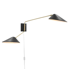 Journey Black 2-Light Swing Arm Wall Sconce - Ornate Home