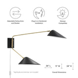 Journey Black 2-Light Swing Arm Wall Sconce - Ornate Home