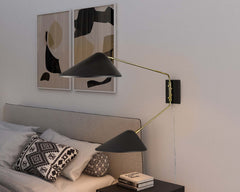 Journey Black 2-Light Swing Arm Wall Sconce - Ornate Home