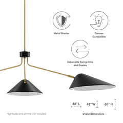 Journey Black 3-Light 14" Arm Pendant - Ornate Home