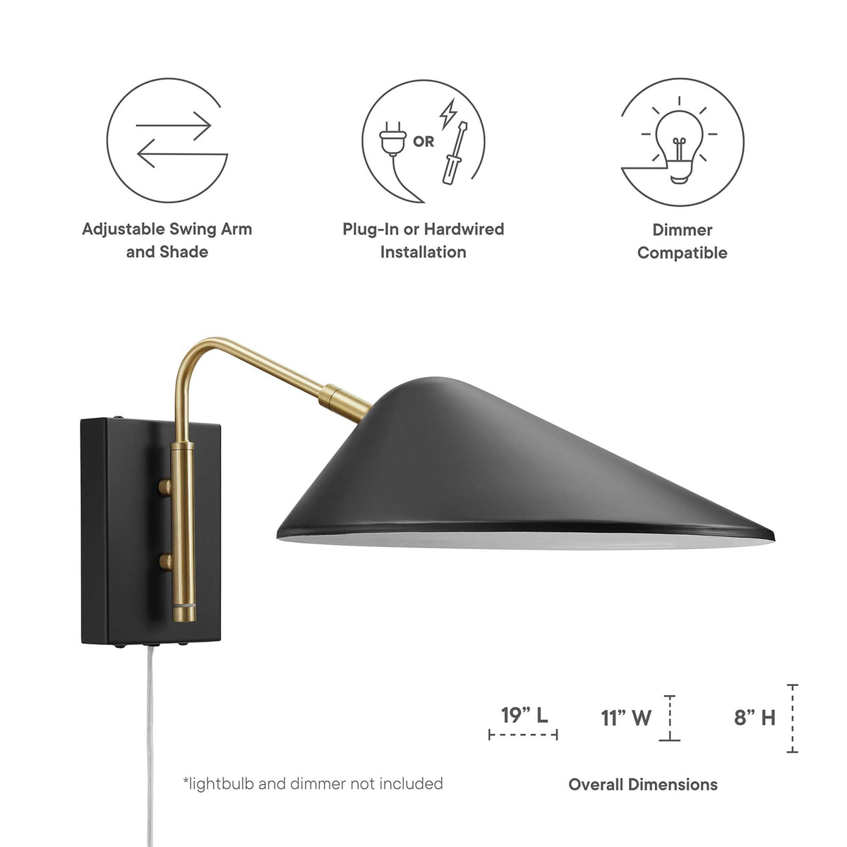 Journey Black 7" Swing Arm Wall Sconce - Ornate Home