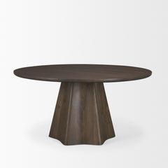 Jovani Dark Brown 60" Round Pedestal Dining Table - Ornate Home