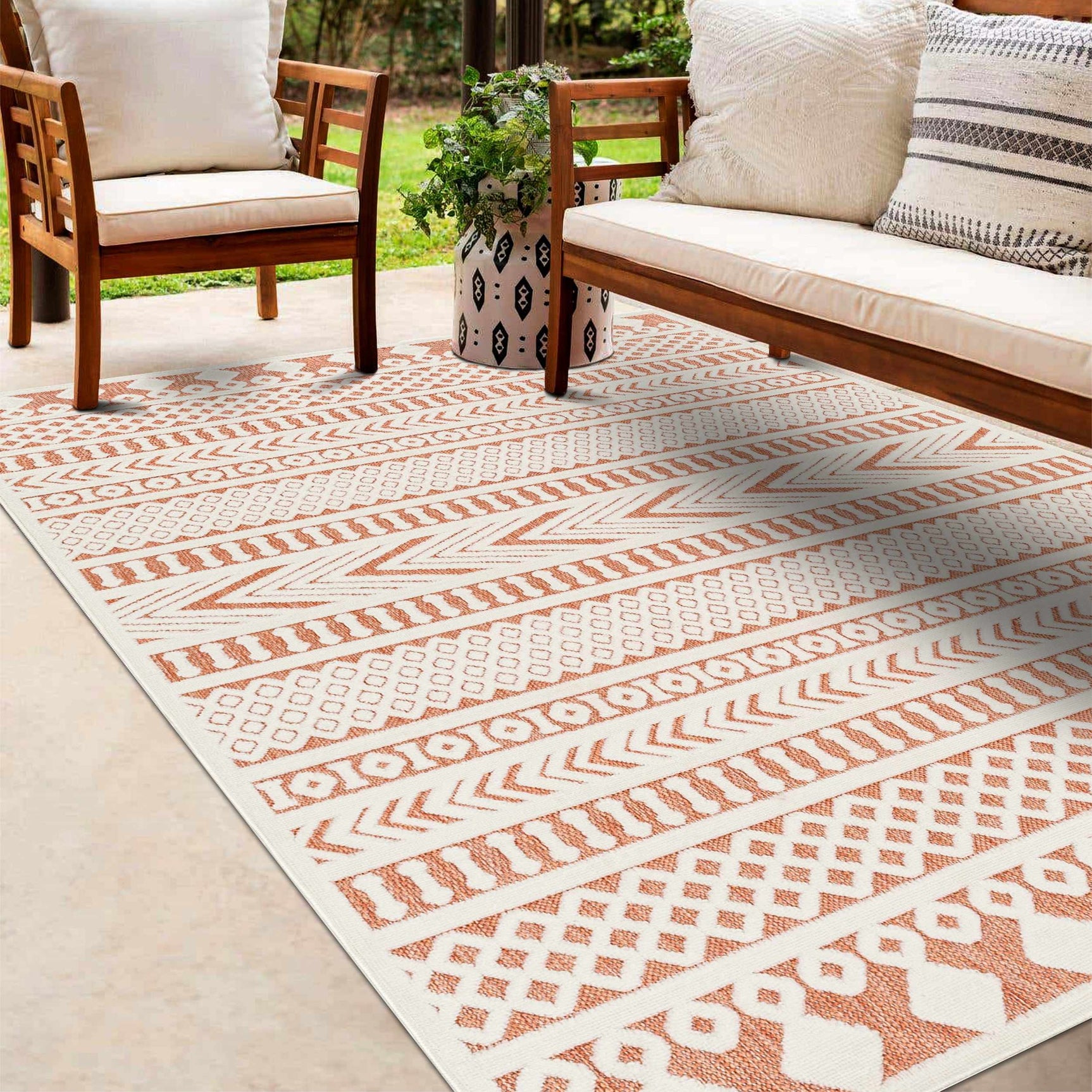 Jove Orange Outdoor Rug - Clearance - Ornate Home