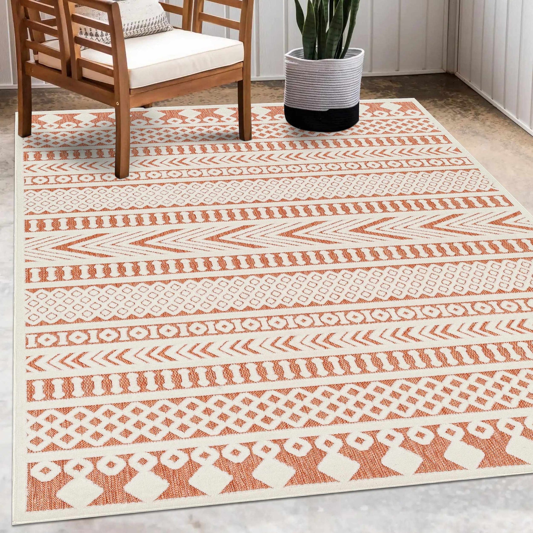 Jove Orange Outdoor Rug - Clearance - Ornate Home