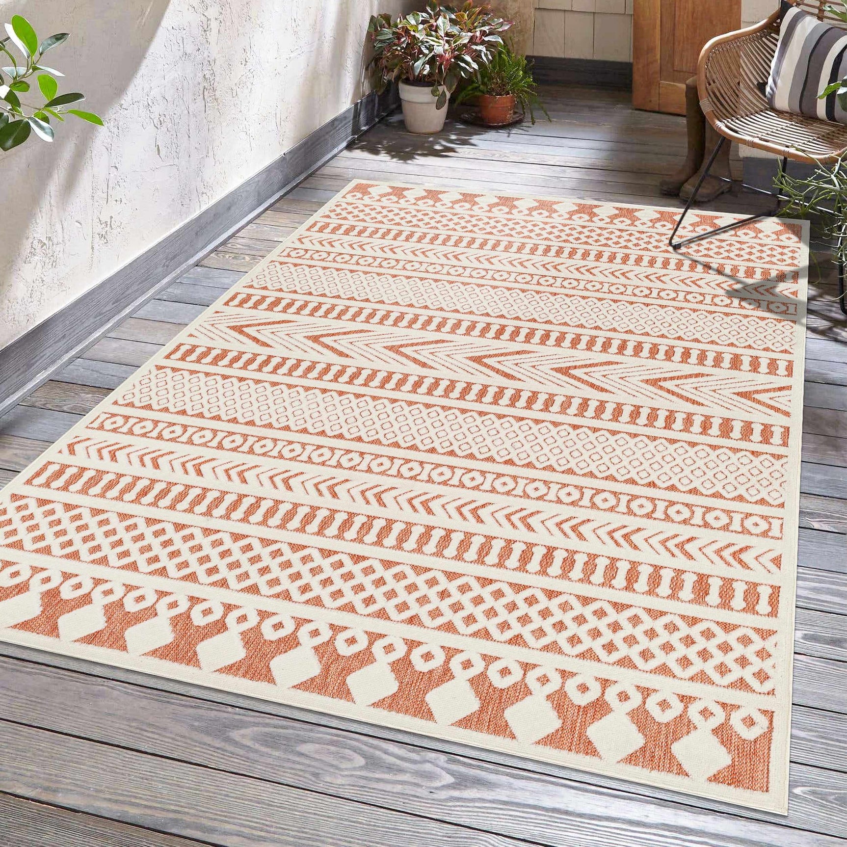 Jove Orange Outdoor Rug - Clearance - Ornate Home