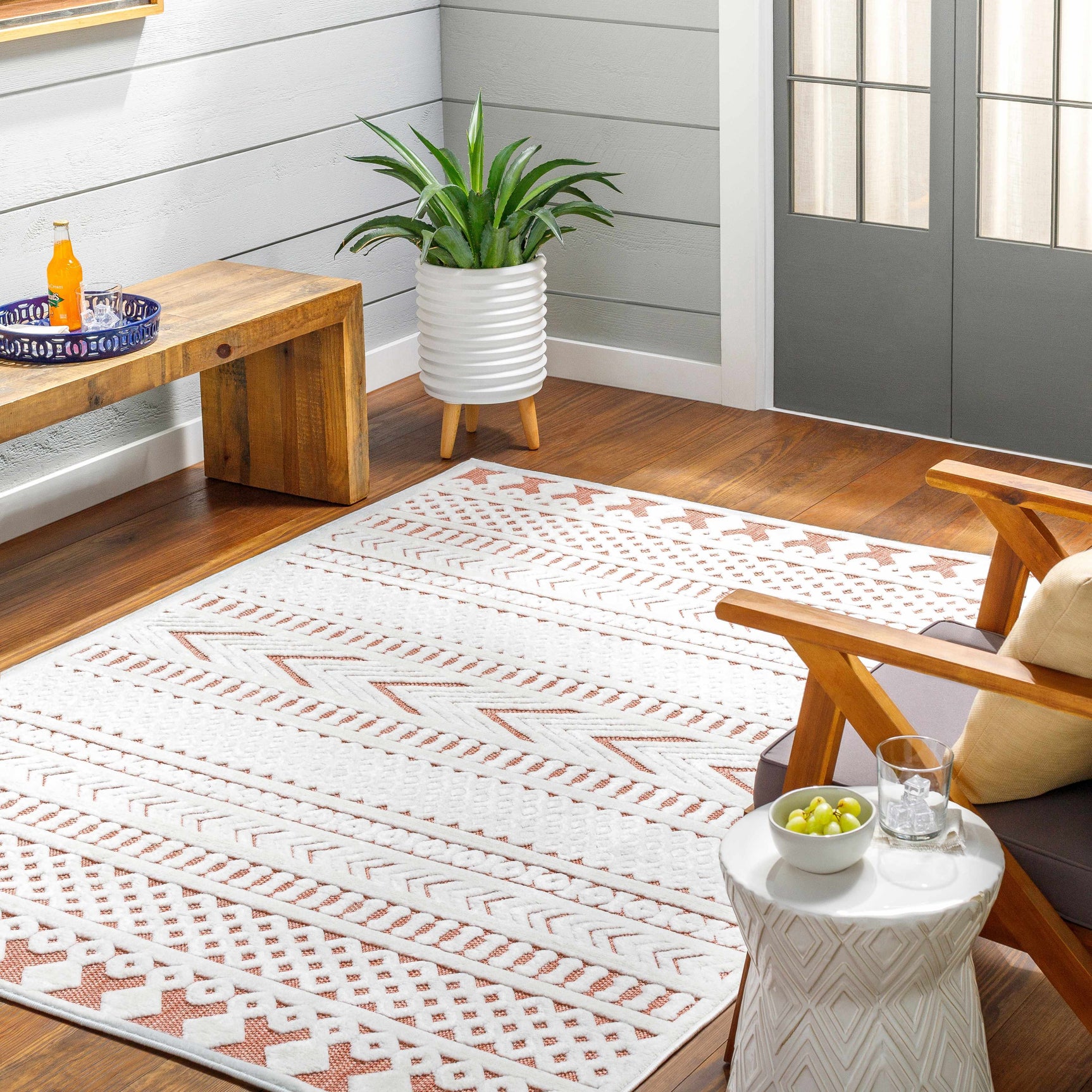 Jove Orange Outdoor Rug - Clearance - Ornate Home