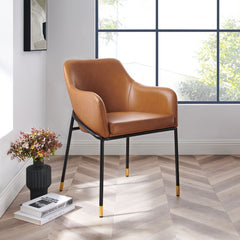 Jovi Black/Tan Vegan Leather Dining Chair - Ornate Home