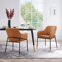 Jovi Black/Tan Vegan Leather Dining Chair (Set of 2) - Ornate Home