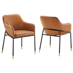 Jovi Black/Tan Vegan Leather Dining Chair (Set of 2) - Ornate Home